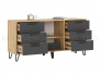 Комод (1500) Флэш Браш Графит, Дуб Крафт