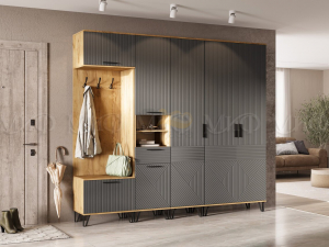 Прихожая Флэш Браш Графит, Дуб Крафт