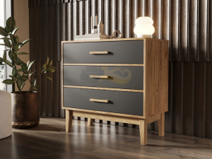 Комод 3 ящика (800) Кельн Графит, Дуб Крафт