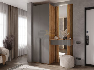 Тумба с зеркалом со шкафом 800 Марвэл Браш Графит, Дуб Крафт