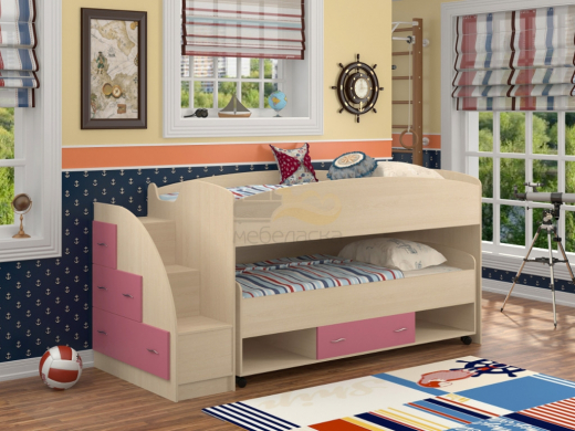 Кровать чердак Дюймовочка 4/3 Розовый